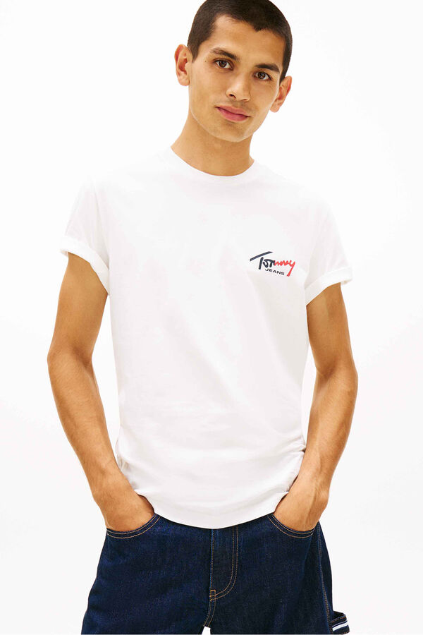 Tommy Jeans Camiseta slim manga corta marfil