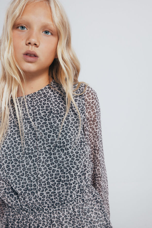 Springfield Kids Vestido estampado animal para meninas castanho