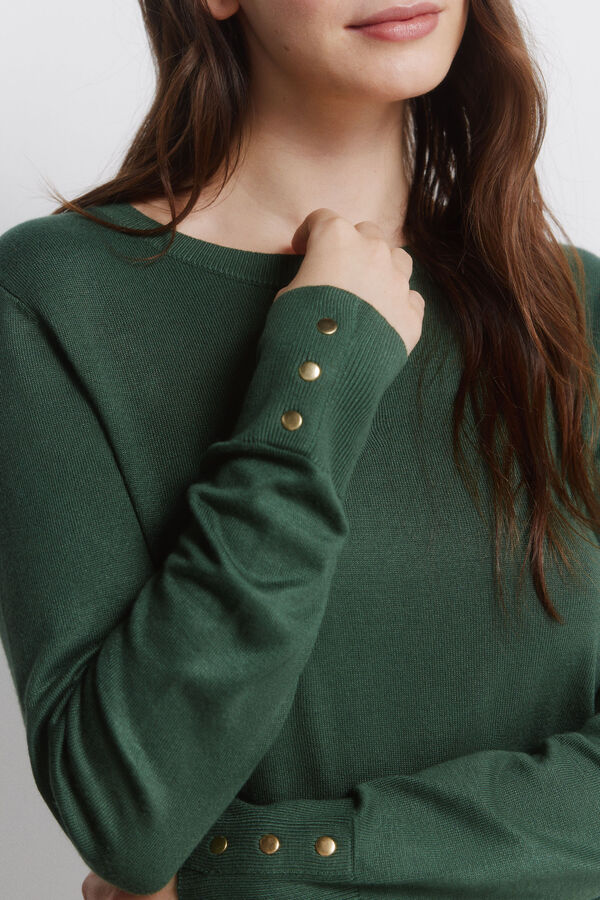 Springfield Pull fin boutons poignets vert