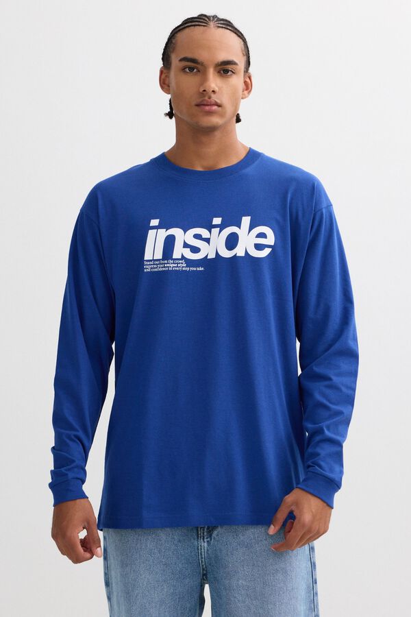 Inside Oversize long sleeve T-shirt blue