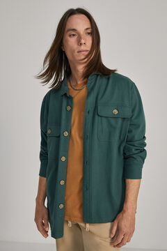 Springfield Cotton jersey-knit overshirt green