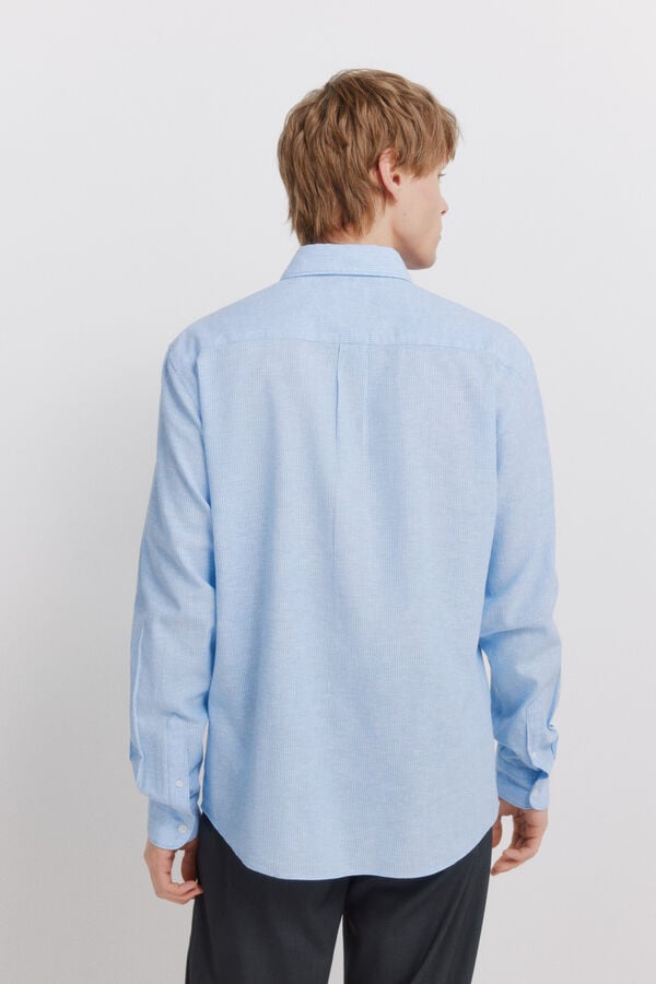 Springfield Striped linen shirt blue