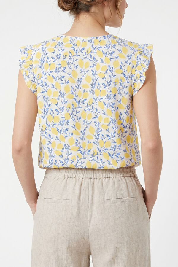 Pieces Top fluido estampado sin mangas blanco