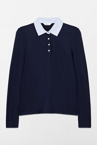 Springfield Long sleeve two-fabric jersey-knit polo shirt