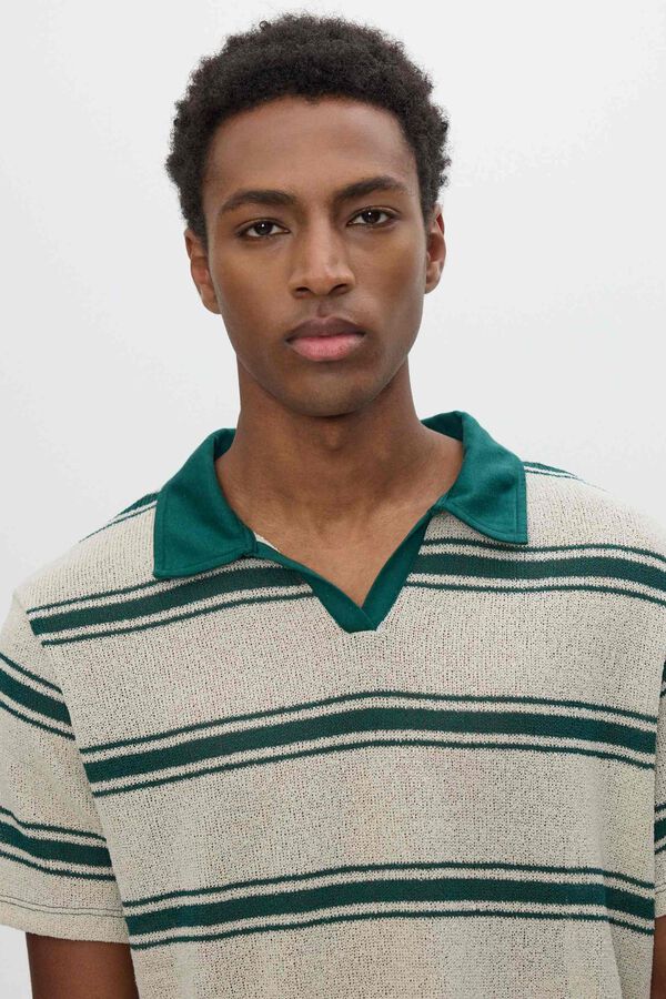 Inside Striped short sleeve polo shirt green