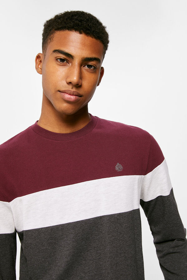 Springfield Long-sleeved T-shirt with piqué seams deep red