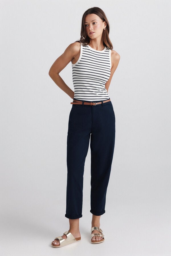 Springfield Chinos with belt blue