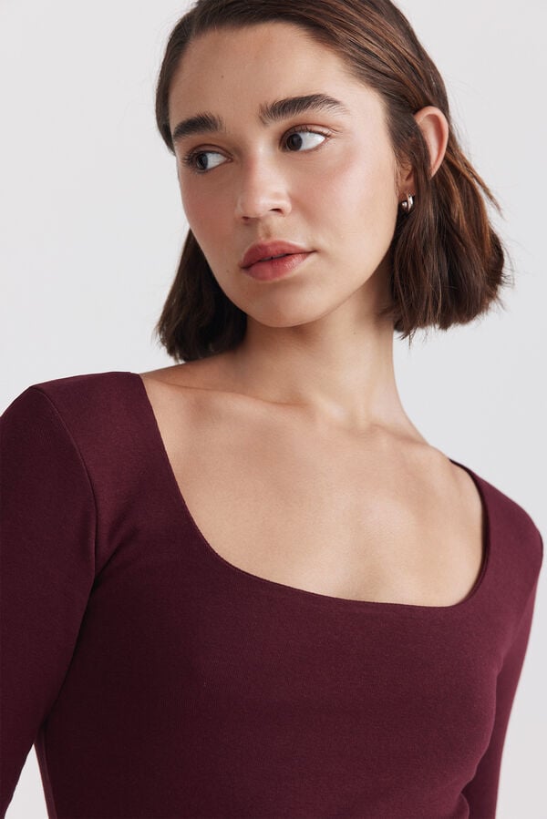 Springfield Cotton square neck T-shirt red