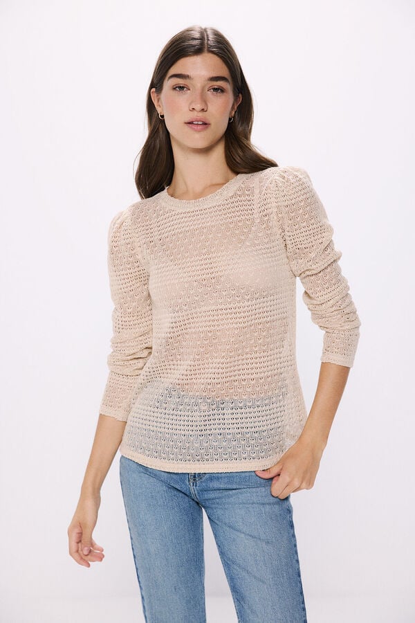 Springfield crochet structured t-shirt stone