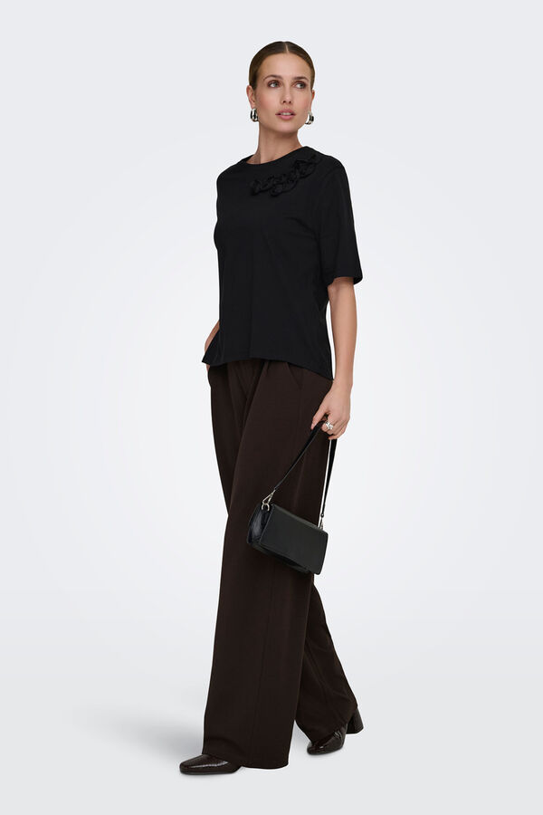 JDY Wide-leg long trousers nude