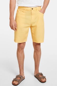 Springfield Bermuda 5 bolsillos lino algodón lavada amarillo