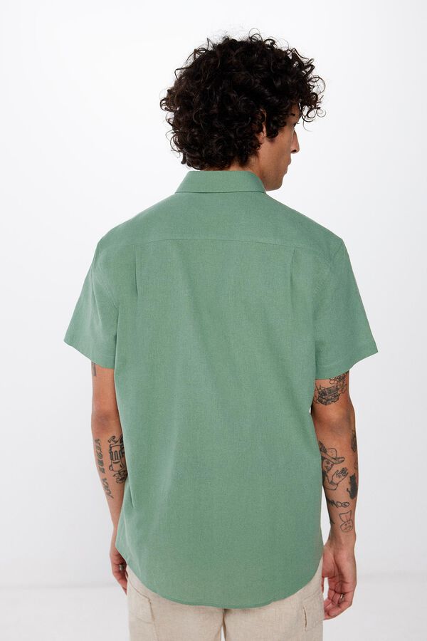Springfield Kurzärmeliges Hemd Leinen grün