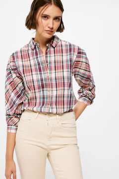Springfield Checked Blouse with Sleeves Cut on the Bias strawberry