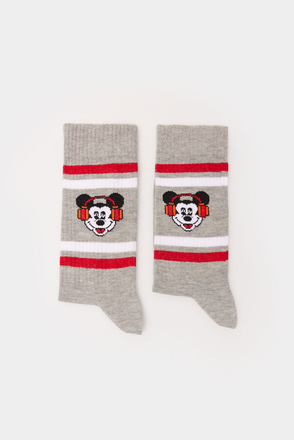 Springfield Striped Mickey Mouse socks gray