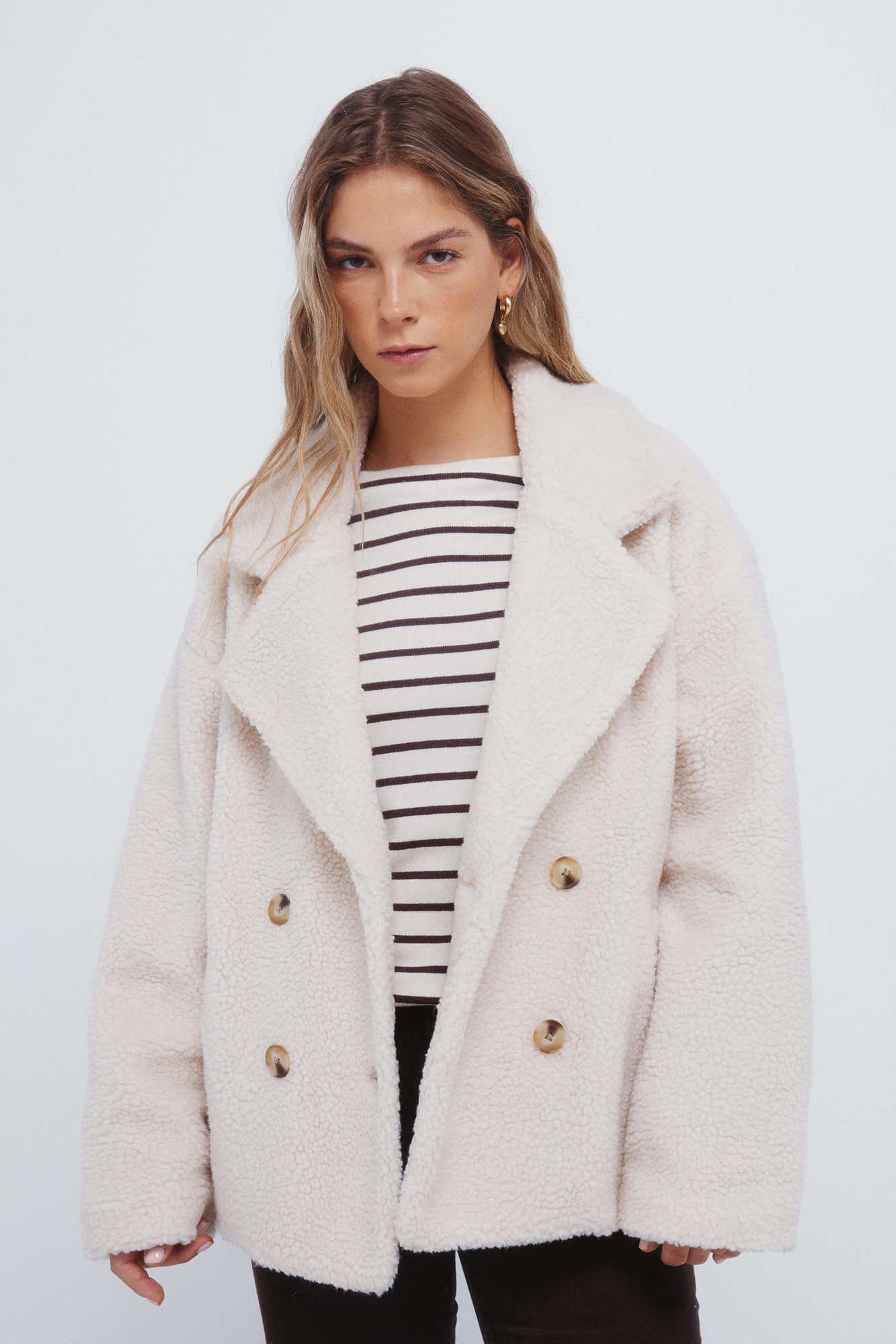 Springfield Double-breasted faux shearling coat