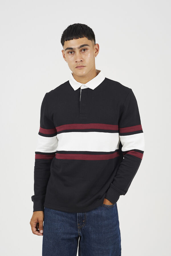 Brave Soul Sweatshirt with polo shirt collar noir