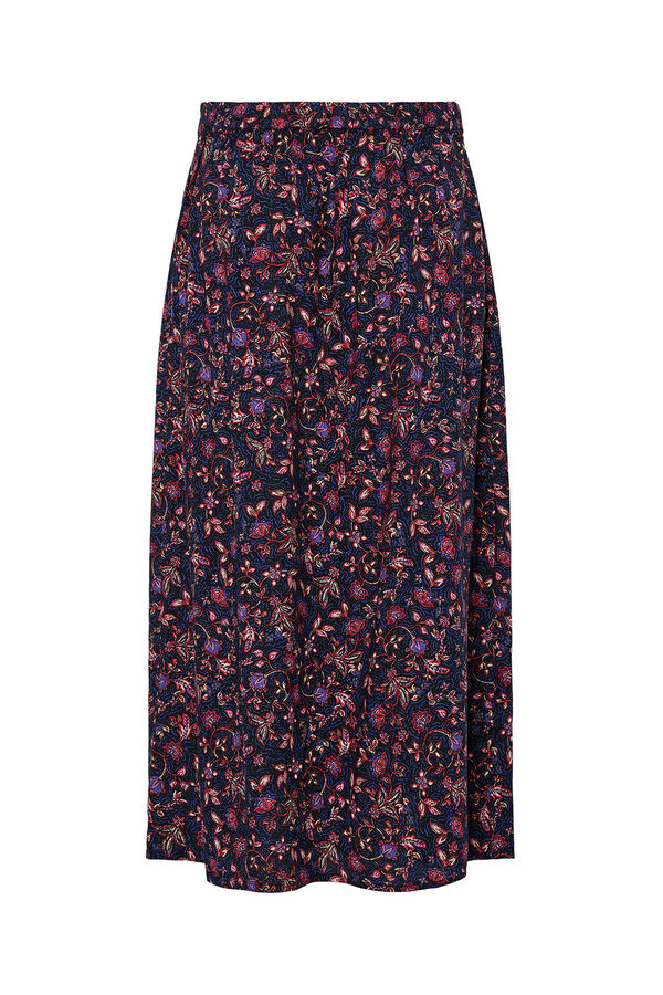 Pieces Falda midi de flores negro