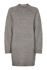 Pieces Knitted Dress with Stand-Up Collar Siva