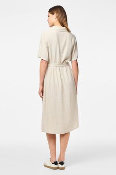 Pieces Linen short sleeve midi shirt dress