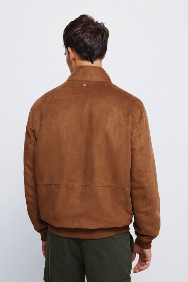Springfield Suede effect quilted jacket brown