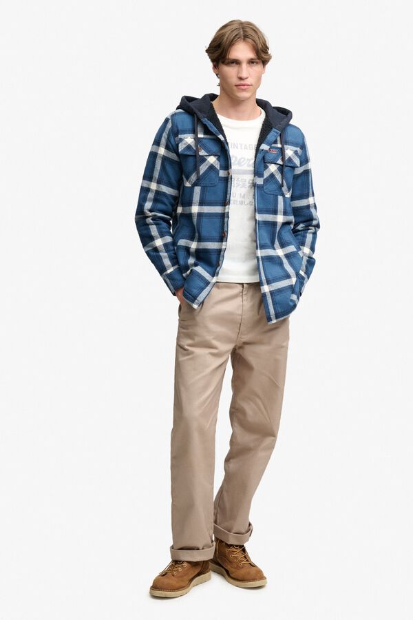 Superdry Plaid hooded overshirt printed