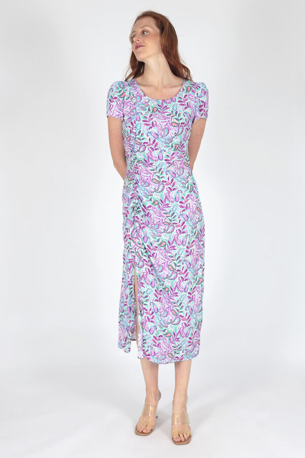Springfield Kurzärmliges Kleid mit Print natur