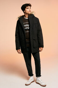 Springfield Faux fur quilted technical parka black