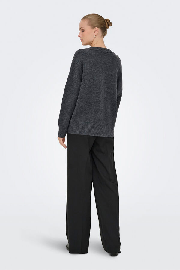 Only Camisola com gola em V cinzento