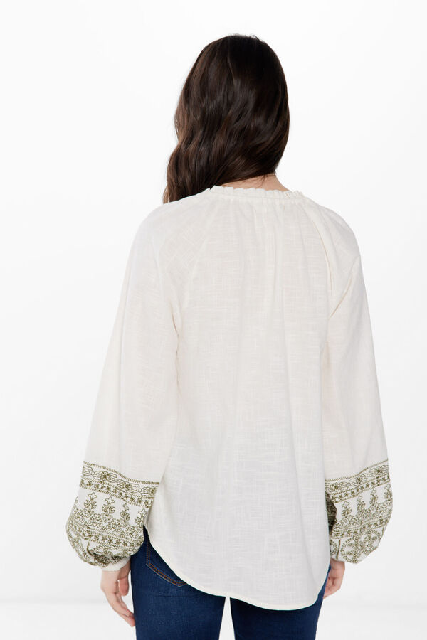 Springfield Ethnic embroidery blouse grey
