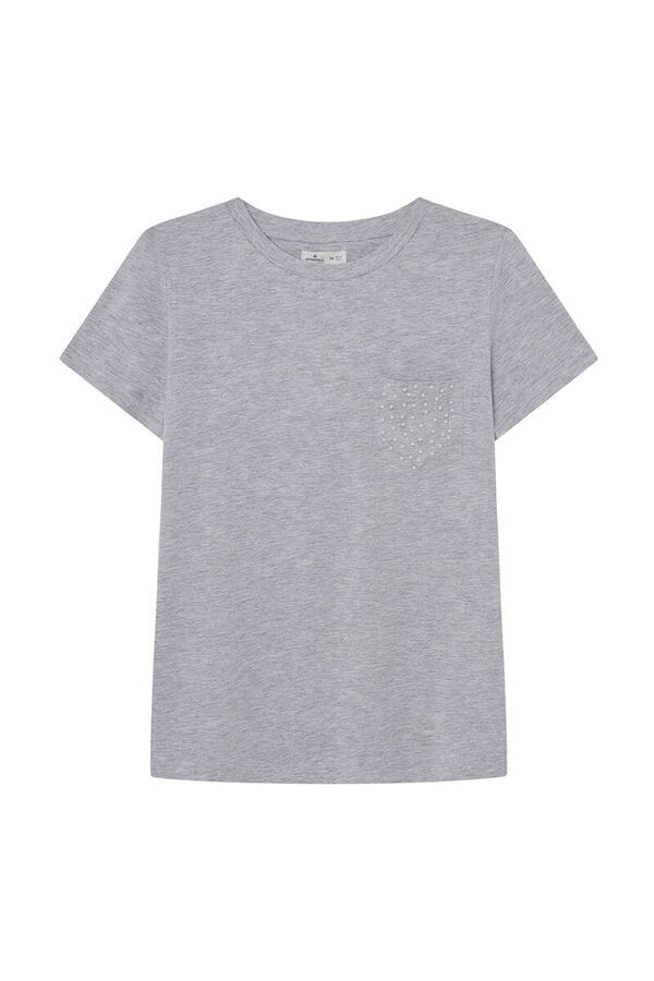 Springfield T-shirt poche perles gris