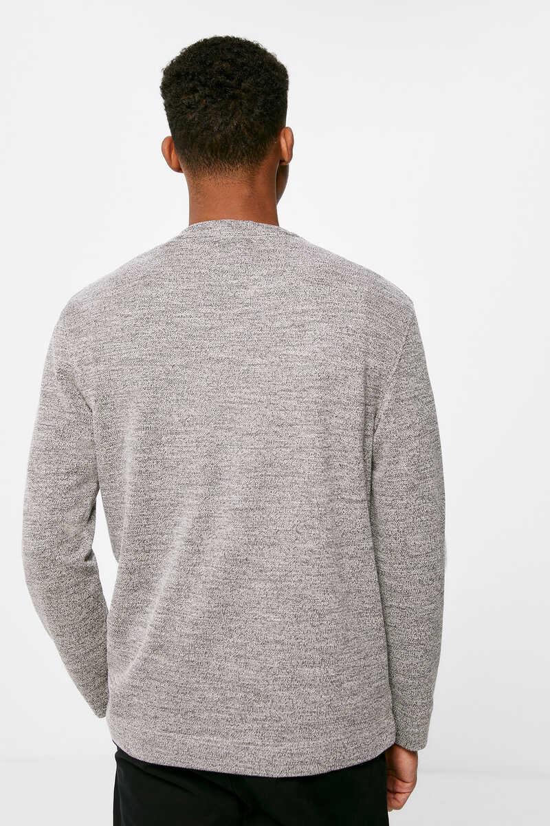 Springfield Long-sleeved textured T-shirt gray