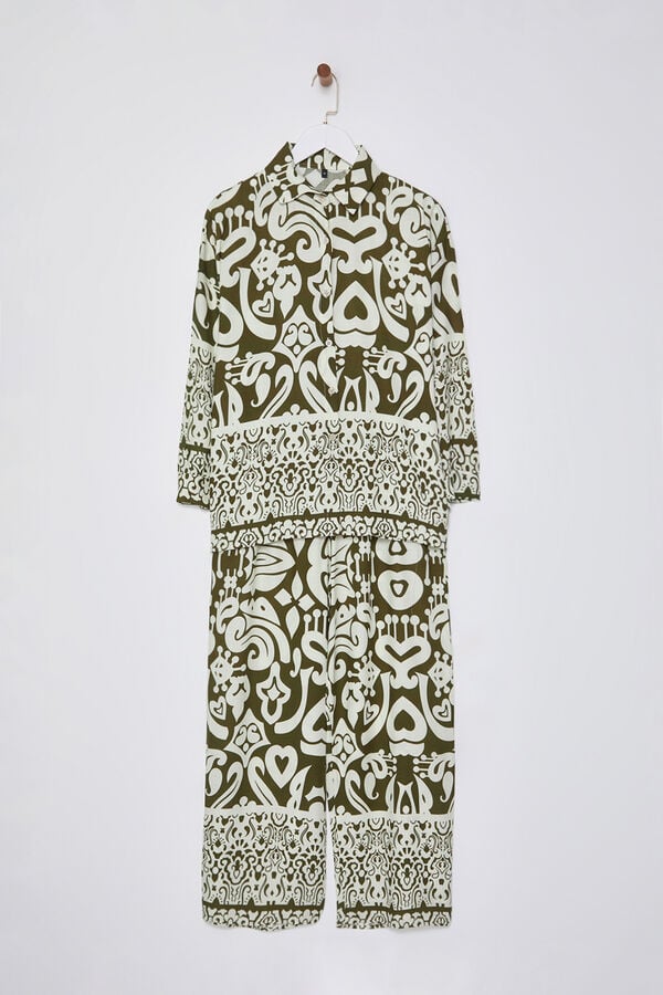 Trendyol Conjunto estampado fluido kaki