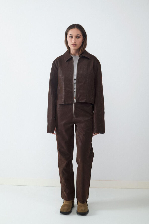 Balmohk Chaqueta corta efecto desgastado marr&oacute;n