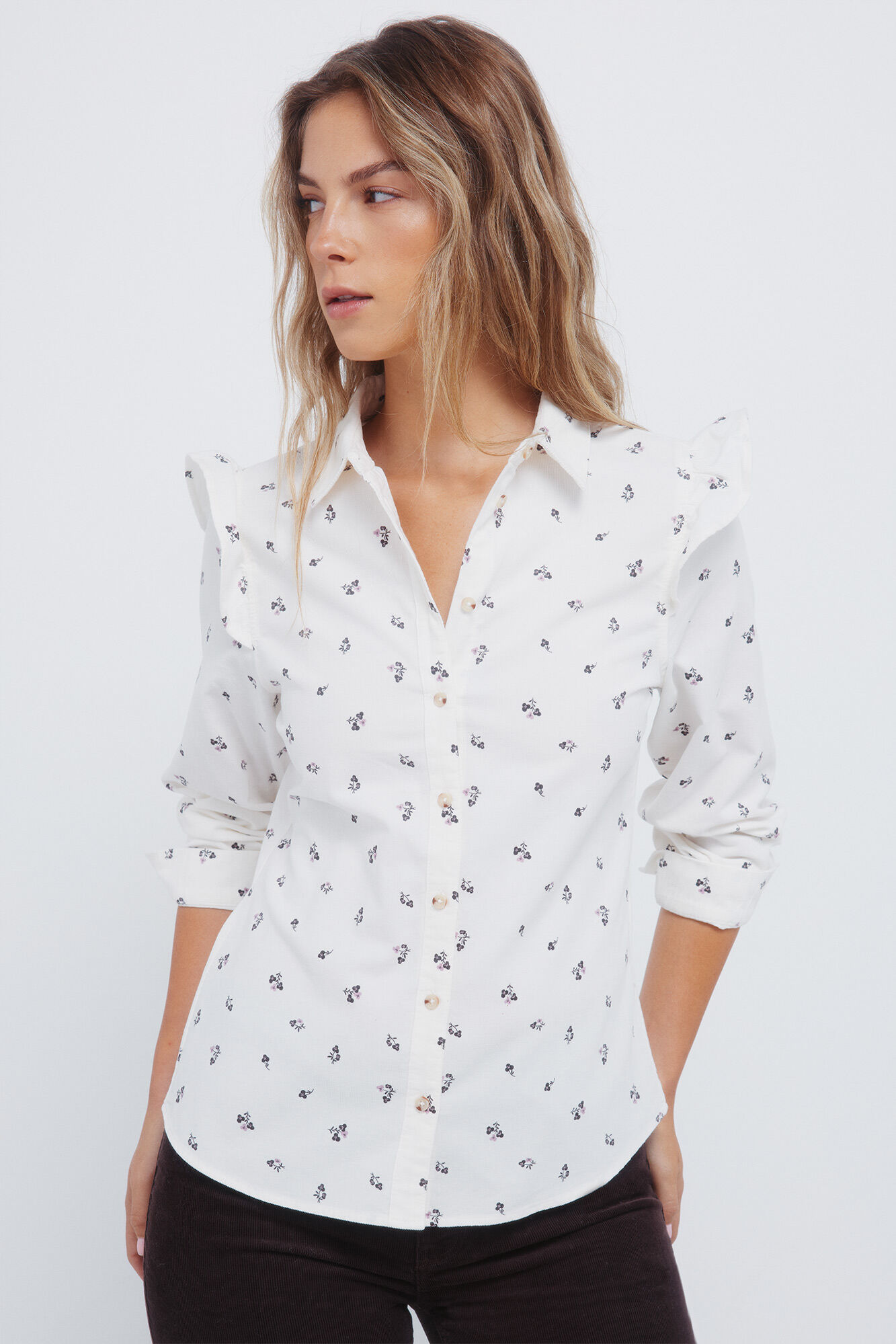 Springfield Corduroy shirt with shoulder ruffles