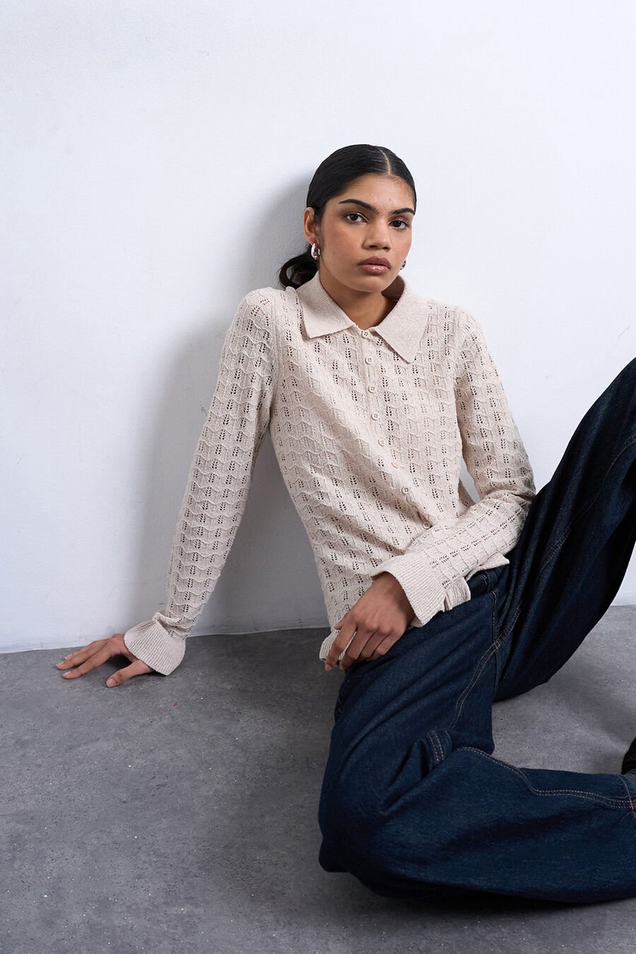 Cardigan de punto manga larga