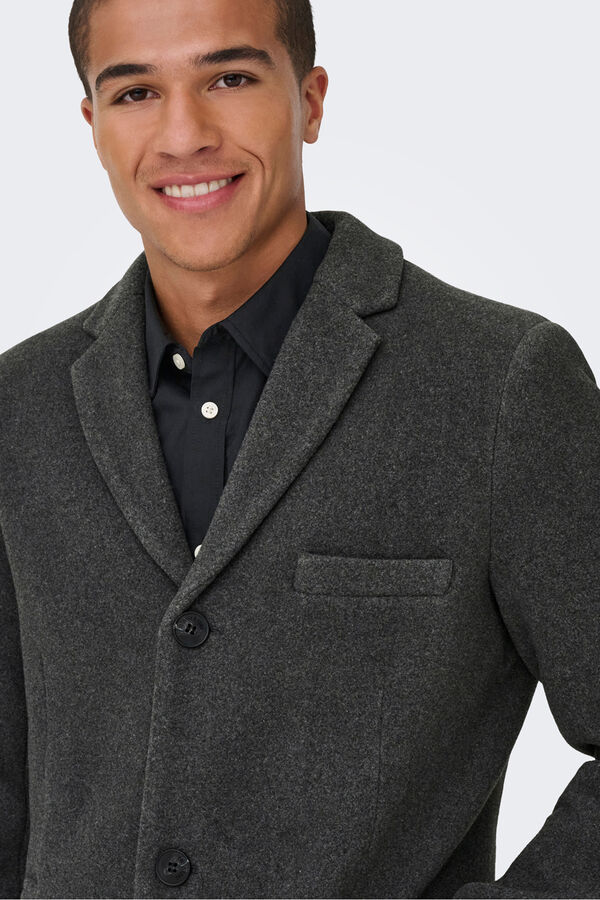 Only & Sons Abrigo de pa&ntilde;o lana gris