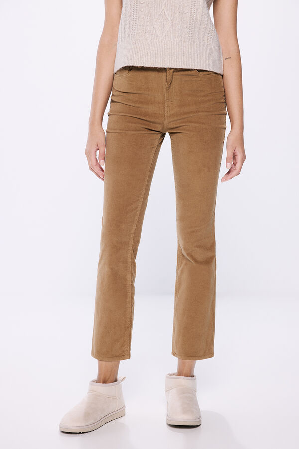 Springfield Corduroy kick flare trousers beige