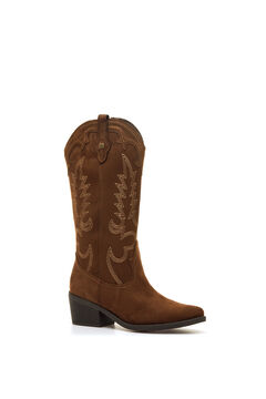 MTNG Botins cowboy com bordados e salto baixo