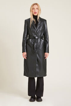 Springfield Long faux leather coat black