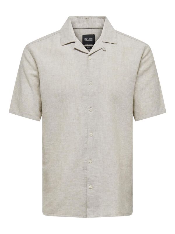 Only & Sons Linen shirt with short sleeves grey