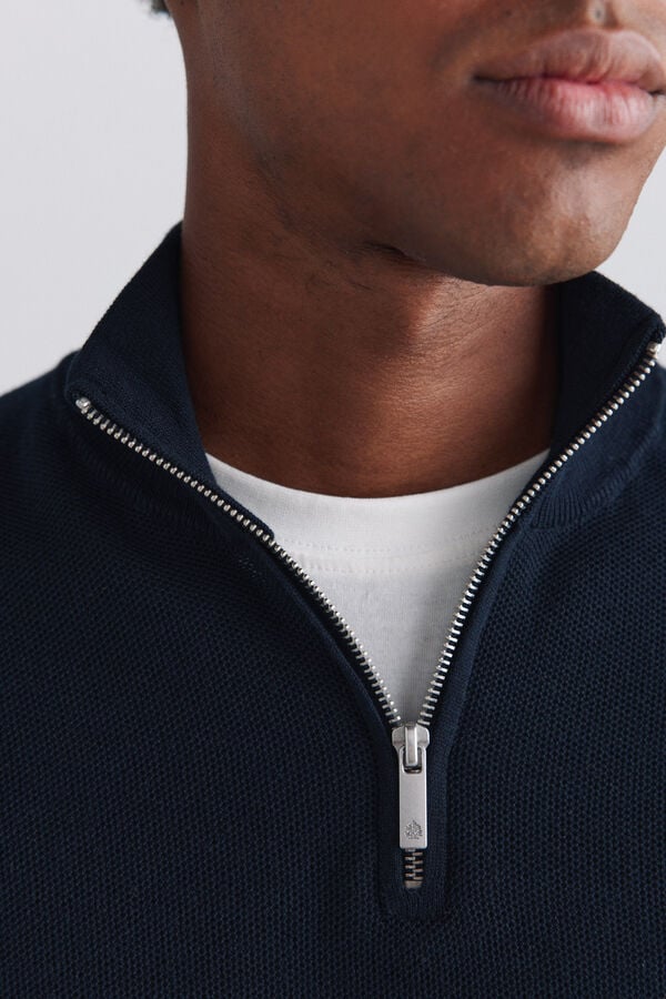 Springfield Structured funnel neck jumper blue