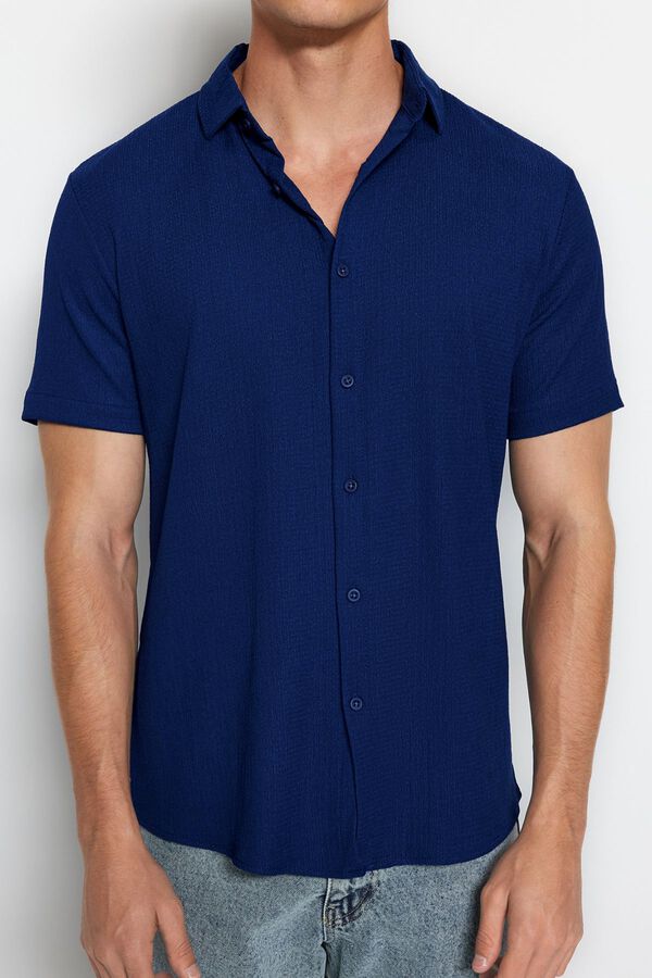 Trendyol Camisa manga corta textura azul