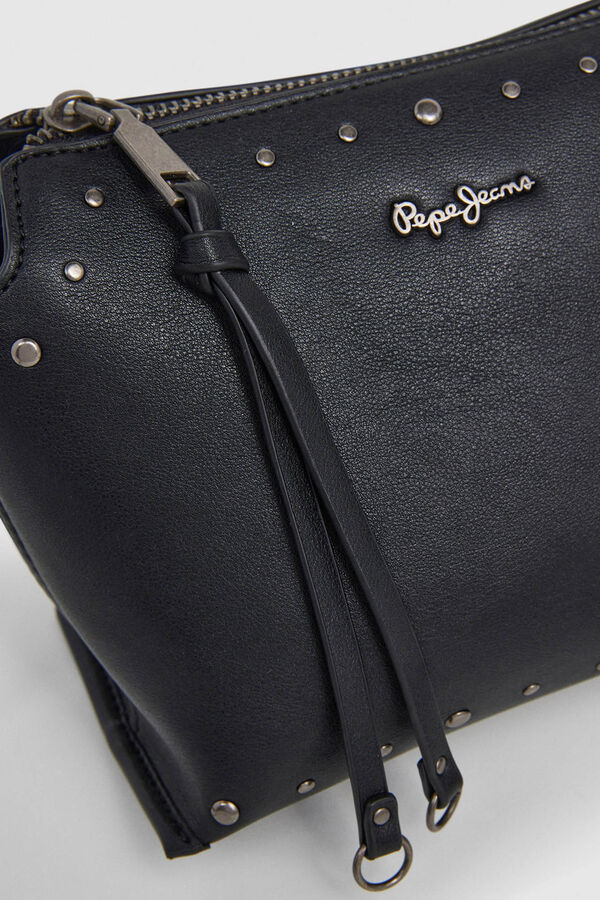 Pepe Jeans Bolsa transversal com efeito de couro e tachas preto