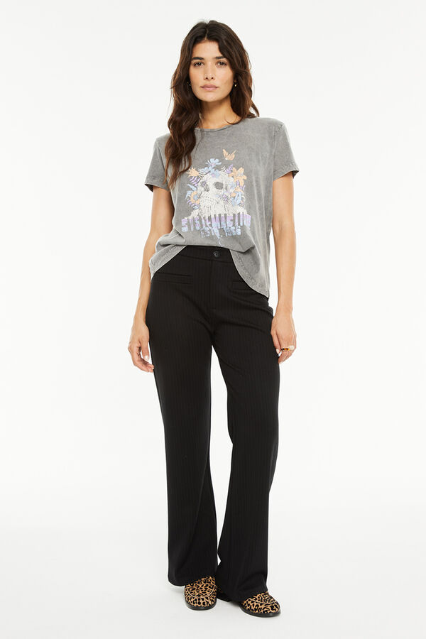 System Action T-shirt posicional de caveira cinzento