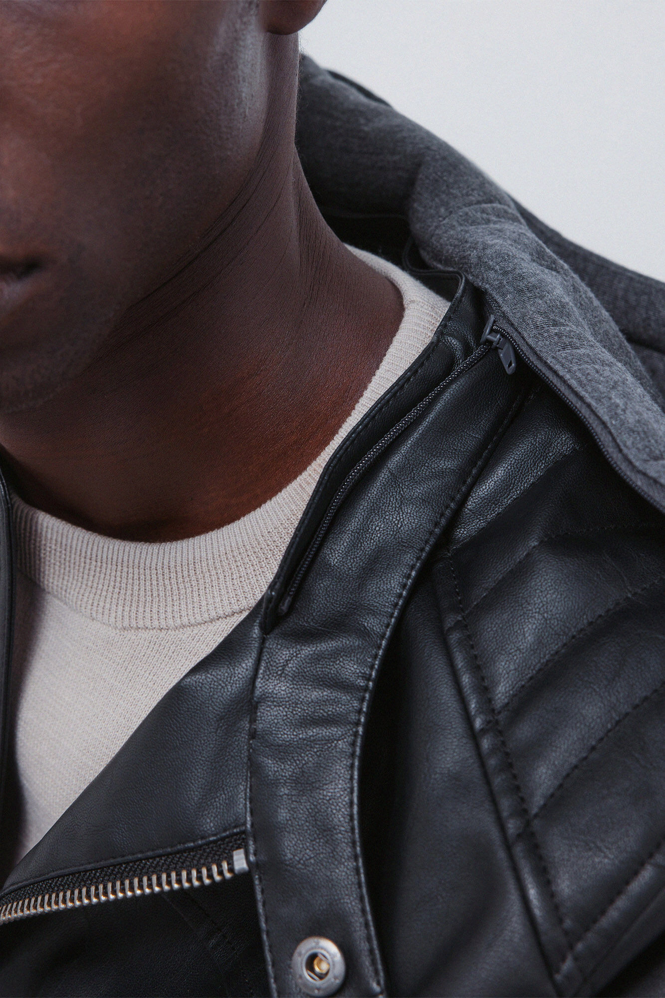 Springfield Faux leather jacket with hood