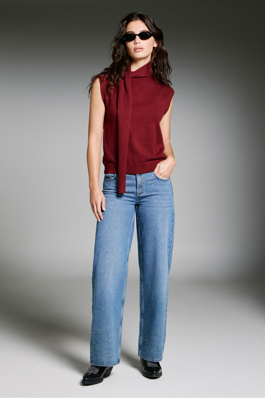 Jeans Wide Leg strass