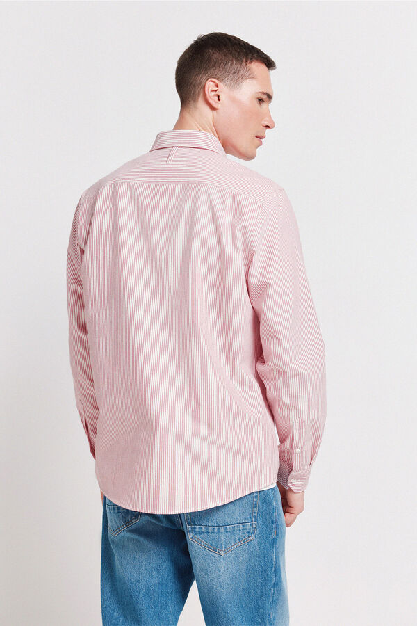 Springfield Striped oxford wrinkle free shirt burgundy