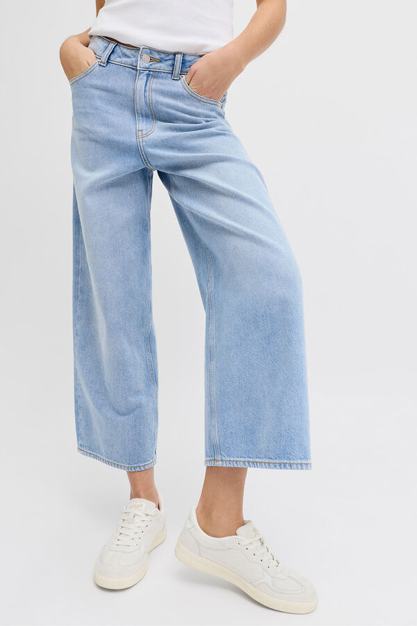 Jack & Jones Jeans cropped tiro alto lavado azul