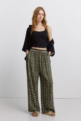 Springfield Printed rustic drawstring trousers green