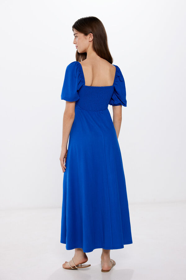 Springfield Jednobojna midi haljina sa širokim rukavima plava